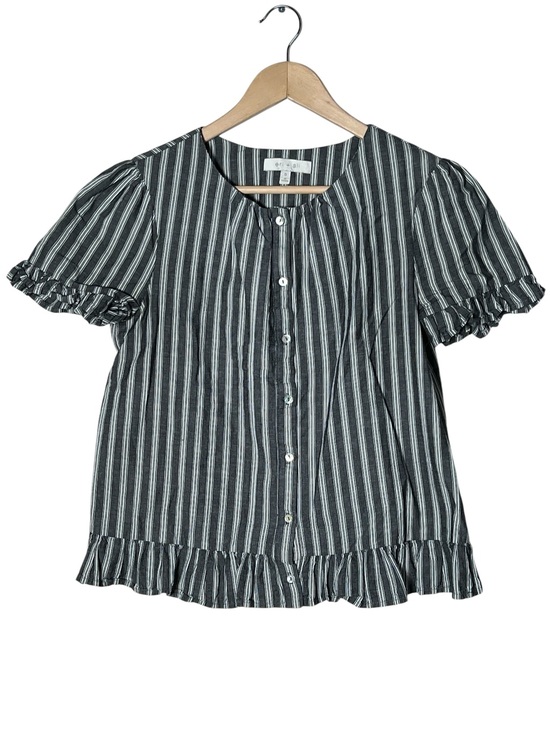 Eri & Ali Tops - Eri + Ali gray and white striped button-down blouse top shirt size small S B148